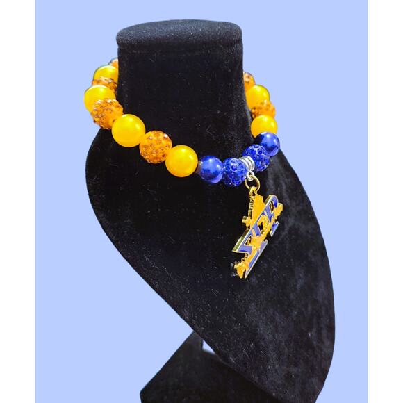 Sigma Gamma Rho Bracelet Blue and Gold with Pendant Logo - Picture 3 of 5